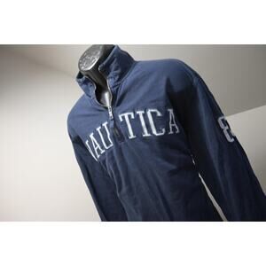 Nautica‎ Rugby 1/4 Zip Pullover Sweater Navy Yachting Casual Mens Size XL SHORT